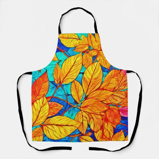 Tablier Feuillage d'automne doré : Peinture Feuille brilla (Recto)