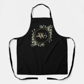 Tablier Feuillage de verdure Monogramme doré Chic Script N (Recto)