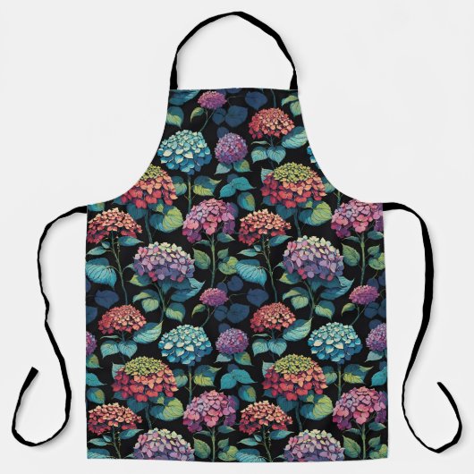 Tablier Feuillage d'hortensia rose et violet (Recto)