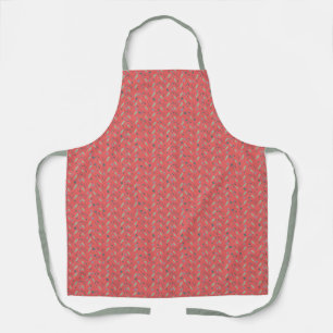 Tablier Feuille d'aquarelle et baies en rouge