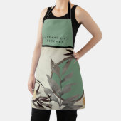 Tablier Feuille d'aquarelle verte et grise | Nom + cuisine (Insitu)