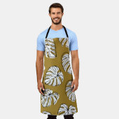 Tablier Feuille de Monstera, Motif sans soudure textile. (Porté)