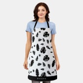 Tablier Feuille d'été noir et blanc Tropical Motif (Porté)