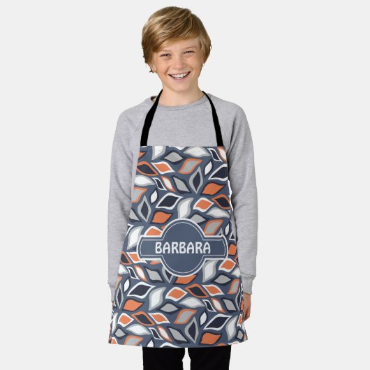 Tablier Feuille gris orange Motif minimal (Porté)