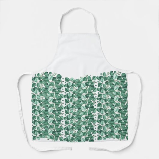 Tablier Feuille Moderne Aquarelle Eucalyptus Vert (Recto)