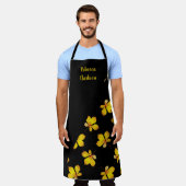 Tablier Feuille sec jaune nom personnalisé noir (Porté)