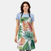 Tablier Feuille Tropical Orange Et Vert (Porté)