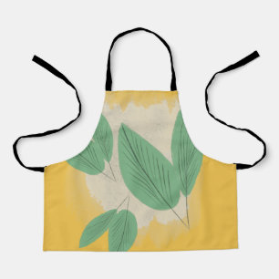 Tablier Feuilles Abstraites Verdure Illustration Jaune