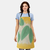 Tablier Feuilles Abstraites Verdure Illustration Jaune (Porté)