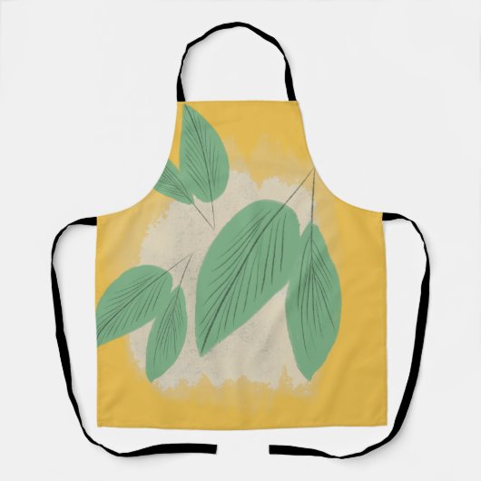 Tablier Feuilles Abstraites Verdure Illustration Jaune (Recto)