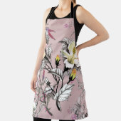 Tablier Feuilles d'aquarelle Fleurs Motif rose (Insitu)