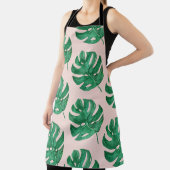 Tablier Feuilles d'aquarelle moderne rose et vert Motif (Insitu)
