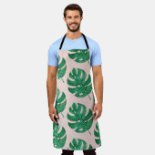 Tablier Feuilles d'aquarelle moderne rose et vert Motif (Porté)