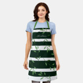 Tablier Feuilles d'aquarelle rayée en gras personnalisés (Porté)