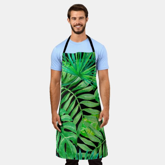 Tablier Feuilles d'aquarelle tropicale : Élégance transpar (Porté)