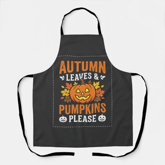 Tablier Feuilles d'automne Citrouille Halloween Design (Recto)
