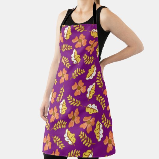 Tablier Feuilles d'automne en chute chaude avec fleurs (Insitu)