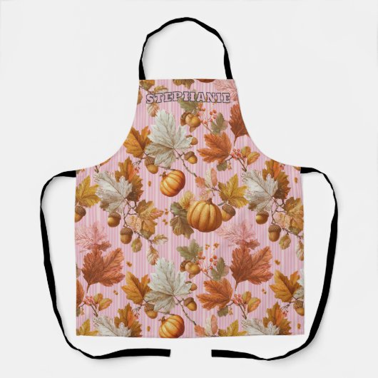Tablier Feuilles d'automne et Citrouilles Motif sans coutu (Recto)
