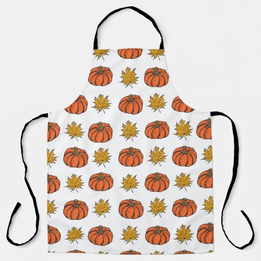 Tablier Feuilles d'automne : Motif Citrouille à main (Recto)