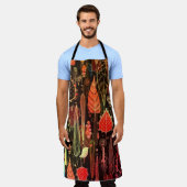 Tablier Feuilles d'automne : motif transparent foncé. (Porté)
