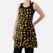 Tablier Feuilles d'automne multicolores sur fond noir (Insitu)