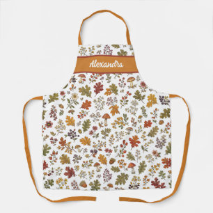Tablier Feuilles de bois de champignon de fleur nom person