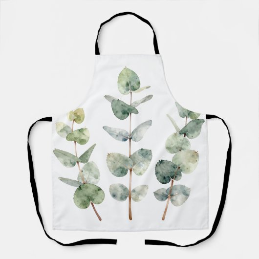 Tablier Feuilles de eucalyptus botanique à l'aquarelle (Recto)