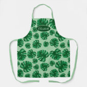 Tablier Feuilles de palmier Monstera vert tropical & nom p (Recto)