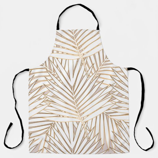Tablier Feuilles de palmiers dorés : art déco. (Recto)
