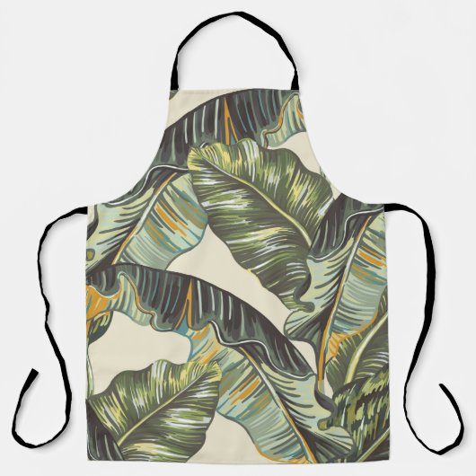 Tablier Feuilles de palmiers tropicaux, vintag sans soudur (Recto)