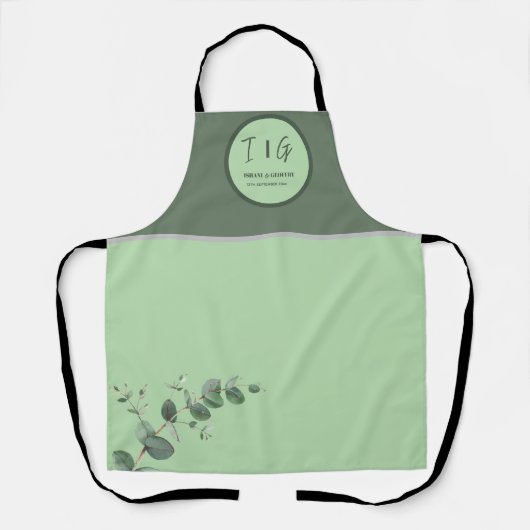 Tablier Feuilles d'Eucalyptus Verdure Mariage (Recto)