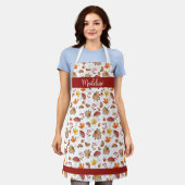 Tablier Feuilles et champignons confortables Personnalisé (Porté)