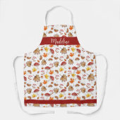 Tablier Feuilles et champignons confortables Personnalisé (Recto)