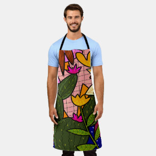 Tablier Feuilles et fleurs tropicales abstraites