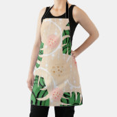 Tablier Feuilles Monstera sur rose. (Insitu)