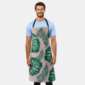 Tablier Feuilles Pink & Green Palm sans couture Motif (Porté)