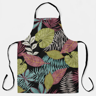 Tablier Feuilles sombres tropicaux : Motif textile