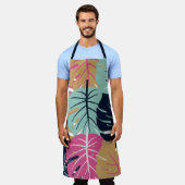 Tablier Feuilles Tropical Palm en rose et bleu | Cuisine (Porté)