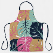 Tablier Feuilles Tropical Palm en rose et bleu | Cuisine (Recto)
