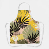 Tablier Feuilles Tropicales Abstraites Modernes & Points (Recto)