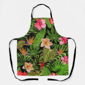 Tablier Feuilles tropicales colorées et fleurs d'Hibiscus (Recto)