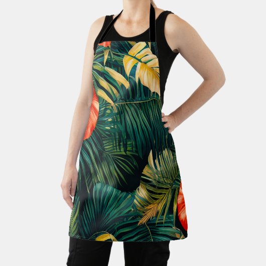 Tablier Feuilles tropicales colorées et fleurs d'Hibiscus (Insitu)
