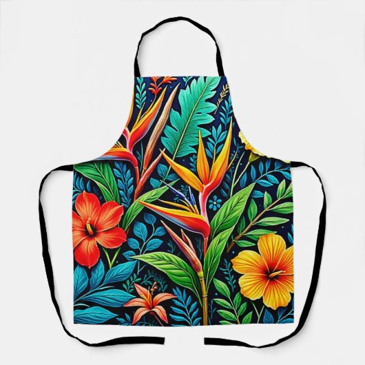 Tablier Feuilles Tropicales Fleurir Art (Recto)