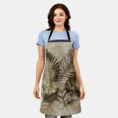 Tablier Feuilles tropicales texturées dans un style sépia (Porté)