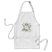 Tablier Feuilles tropicales vertes aquarelle Monogramme (Devant)