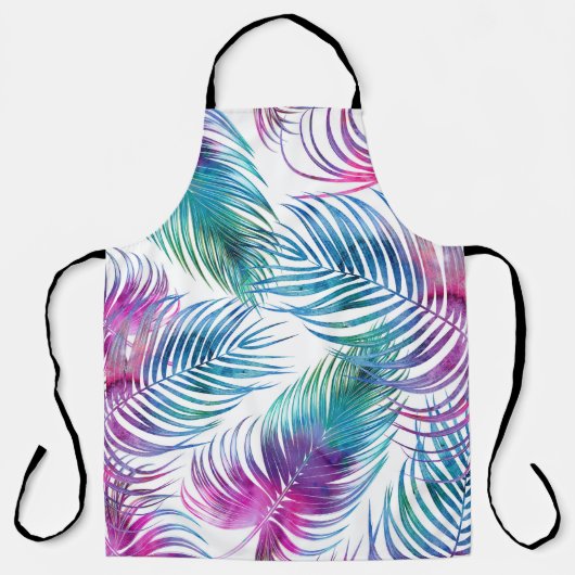 Tablier Feuilles tropicaux de palmiers, aquarelle motifs f (Recto)