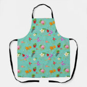 Tablier Feuilles tropicaux en Turquoise (Recto)