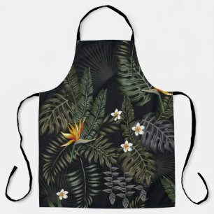 Tablier Feuilles tropicaux et fleurs dans le style de la n