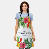 Tablier Feuilles tropicaux et fleurs Nom de famille person (Porté)