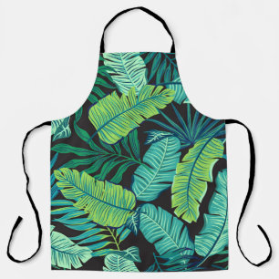 Tablier Feuilles tropicaux verts : motif vintage.